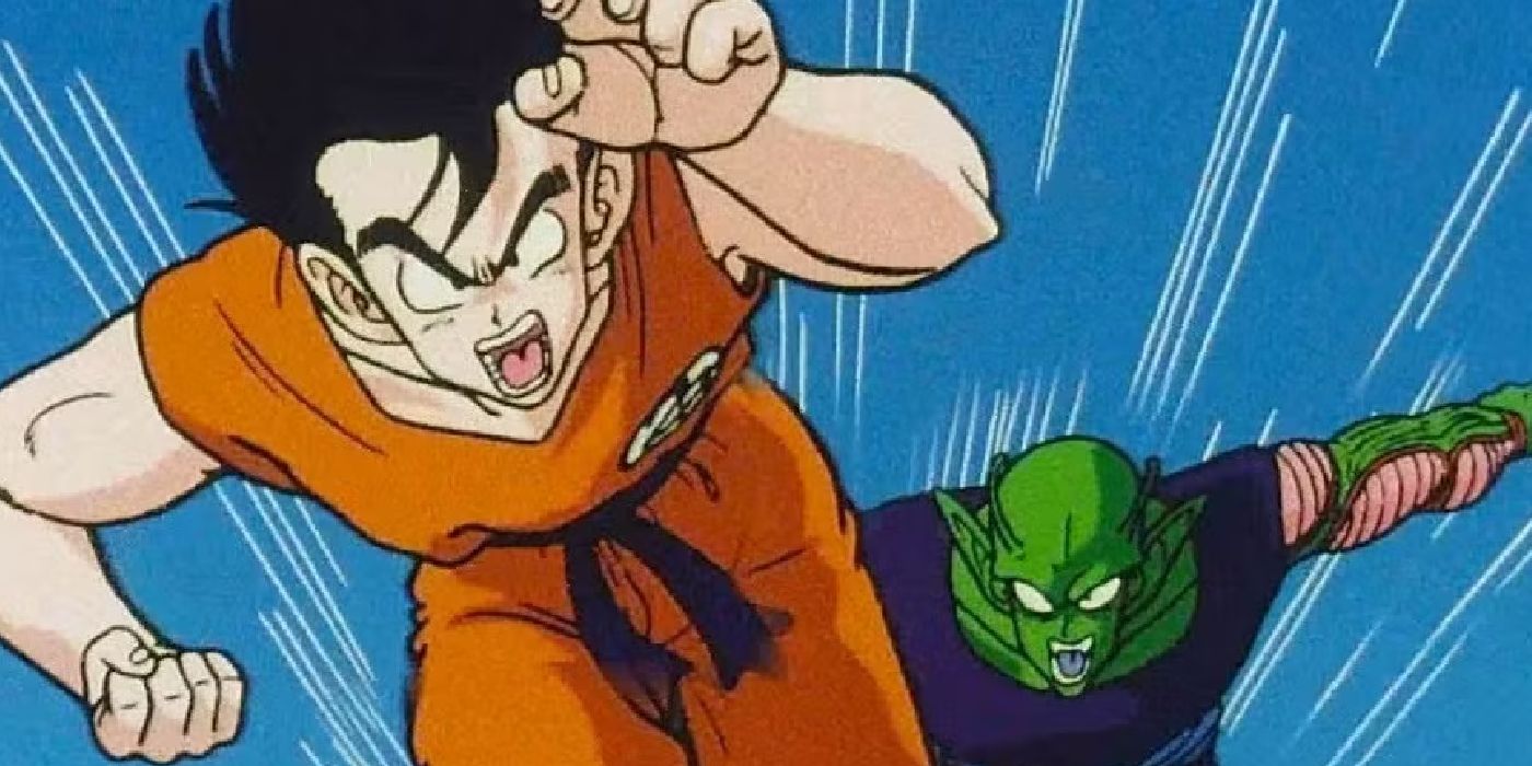 Goku e Piccolo cobrem em Raditz em Dragon Ball Z