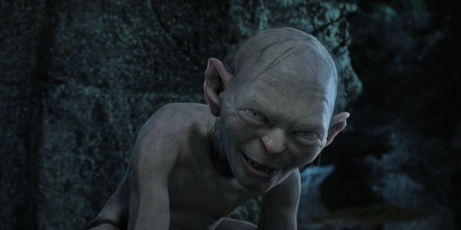 Gollum Indiilly sonriendo en el señor de los anillos: las dos torres