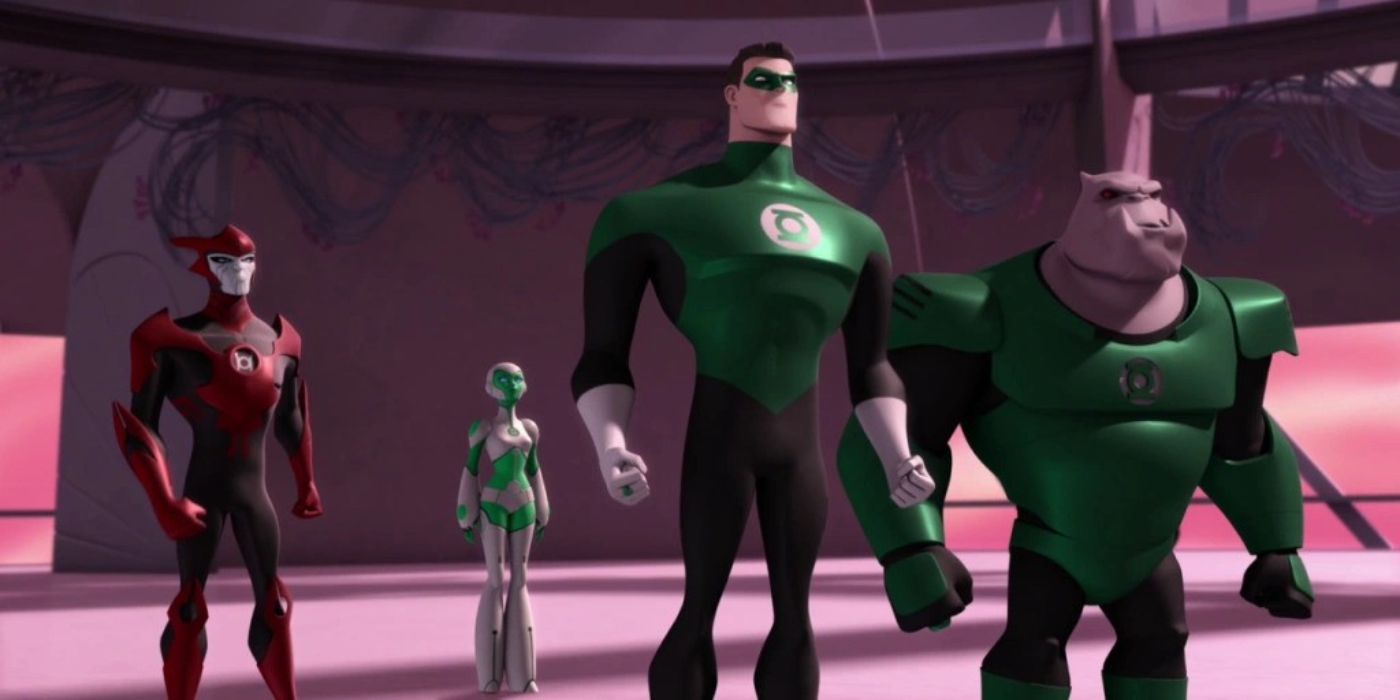 Hal Jordan, Kilowog, Razer e Aya do show Lanterna Verde a série Animated