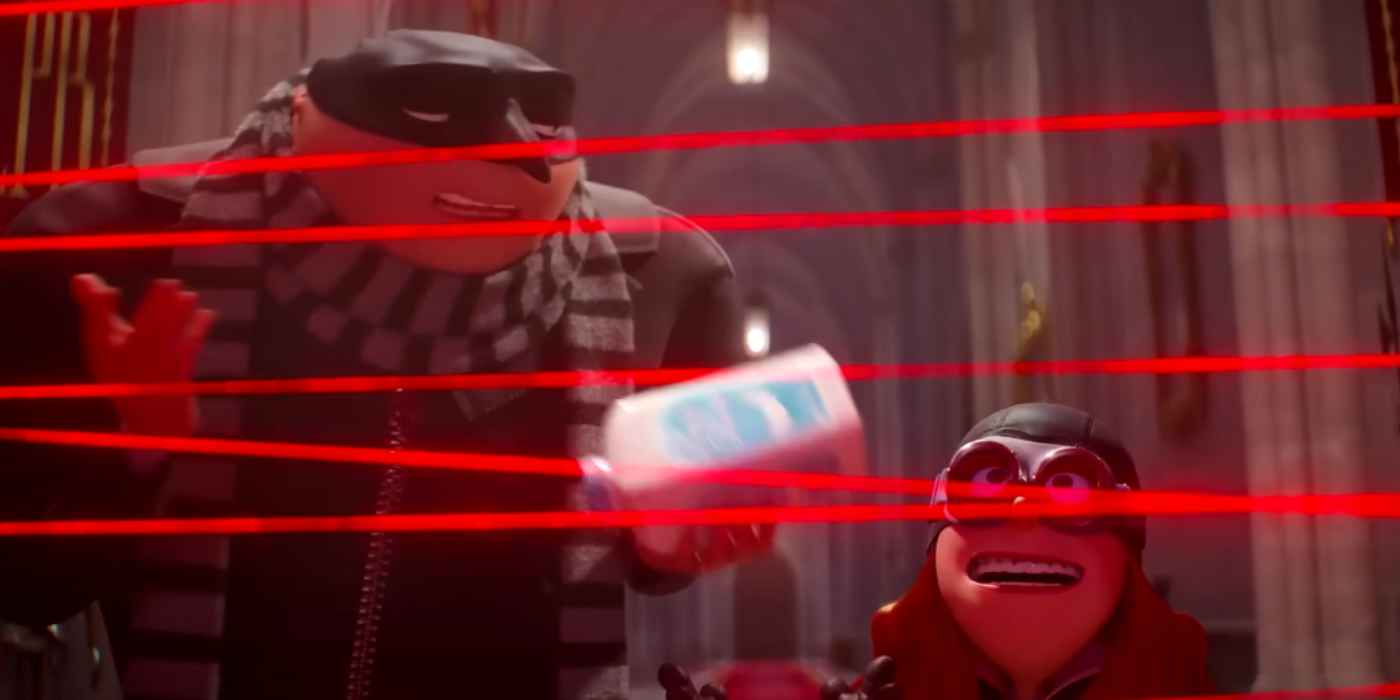 Gru está dizendo a Poppy Prescott para estar ciente dos perigos em assaltantes em Despicable Me 4.