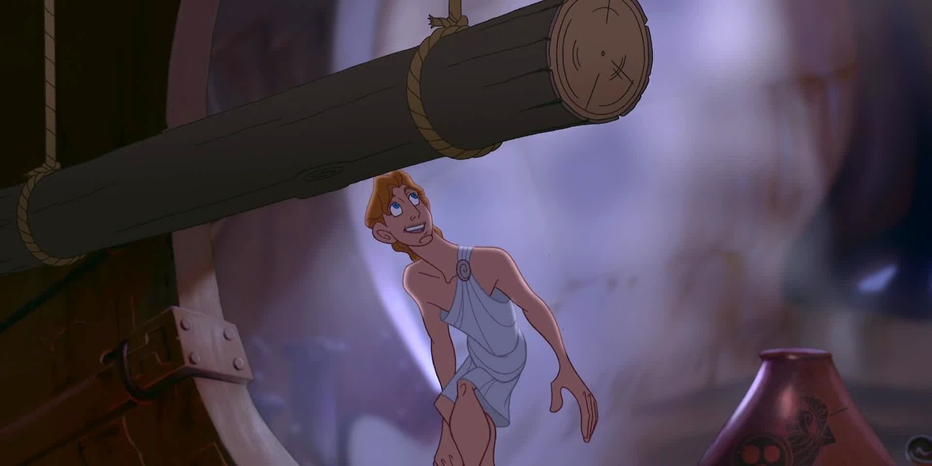 Hércules olhando para o mastro do Argo em Maravilhas em Hércules da Disney.