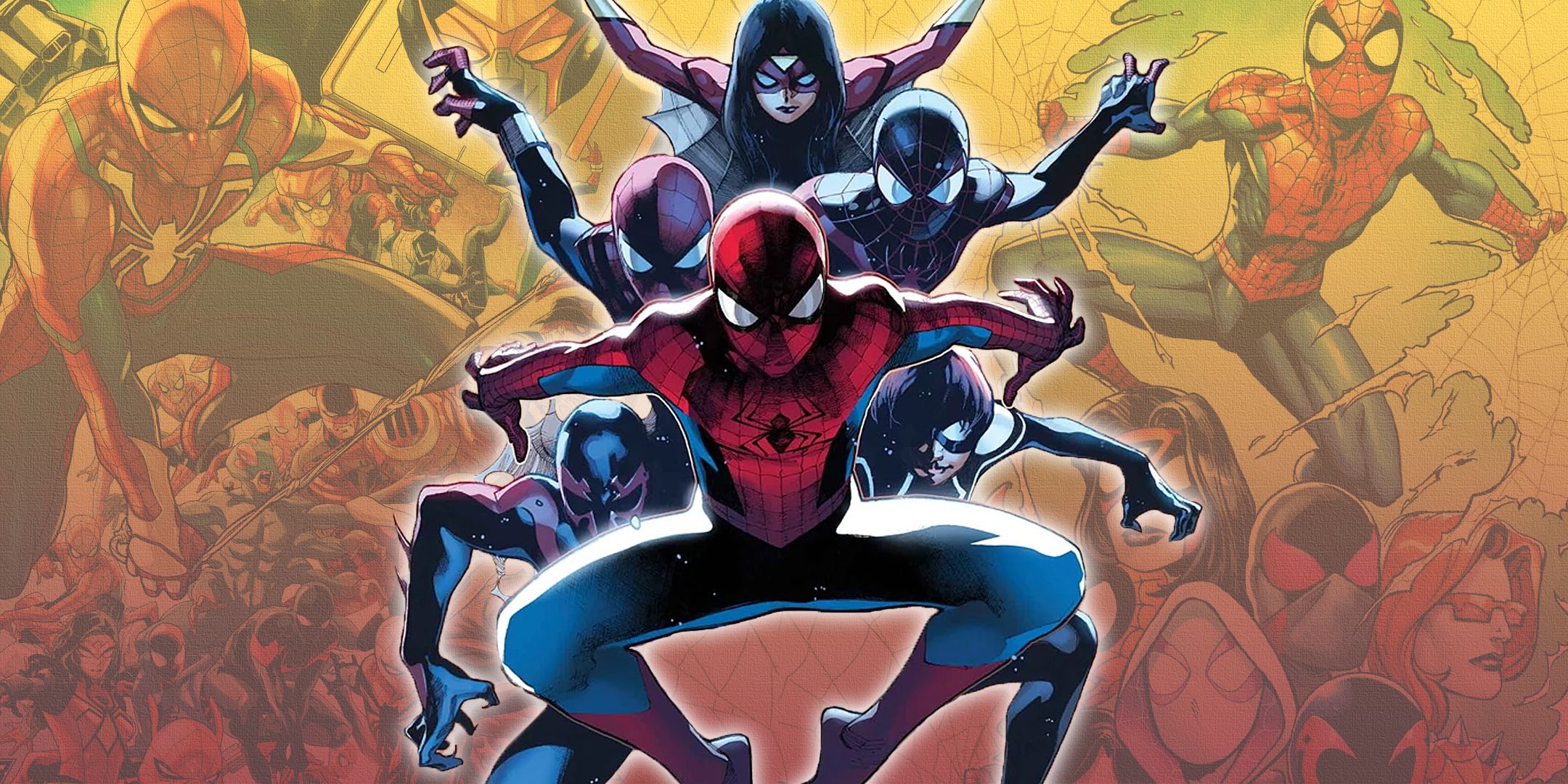 Spider-Man and his family of characters from Spider-Verse, Spider-Geddon, and End of the Spider-Verse.