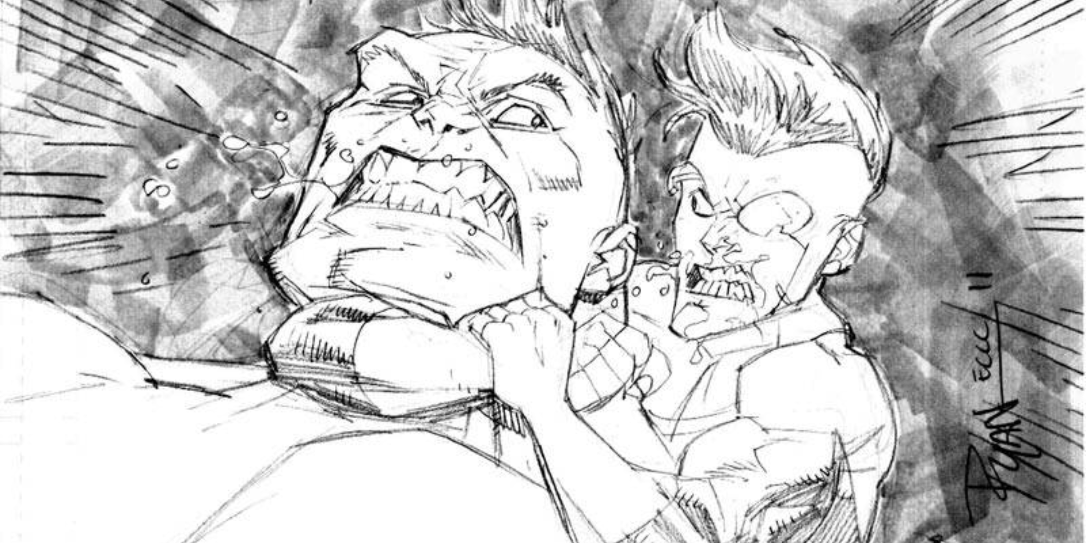 Invincible chokes the Hulk.