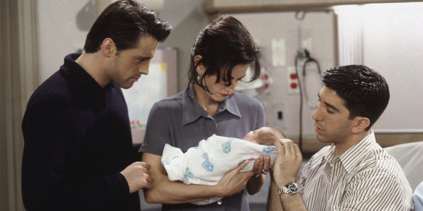 Joey, Monica and Ross with Ben in Friends-1