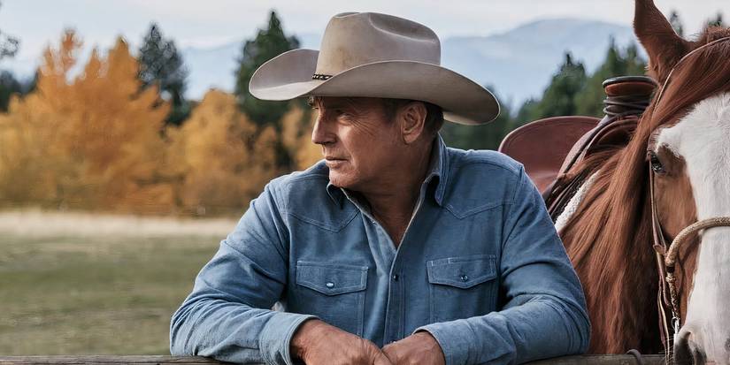 John Dutton (Kevin Costner) takes in a sunset on his ranch in Yellowstone.