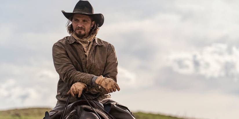 Kayce Dutton rides up on a tense conversation with his father in Yellowstone.
