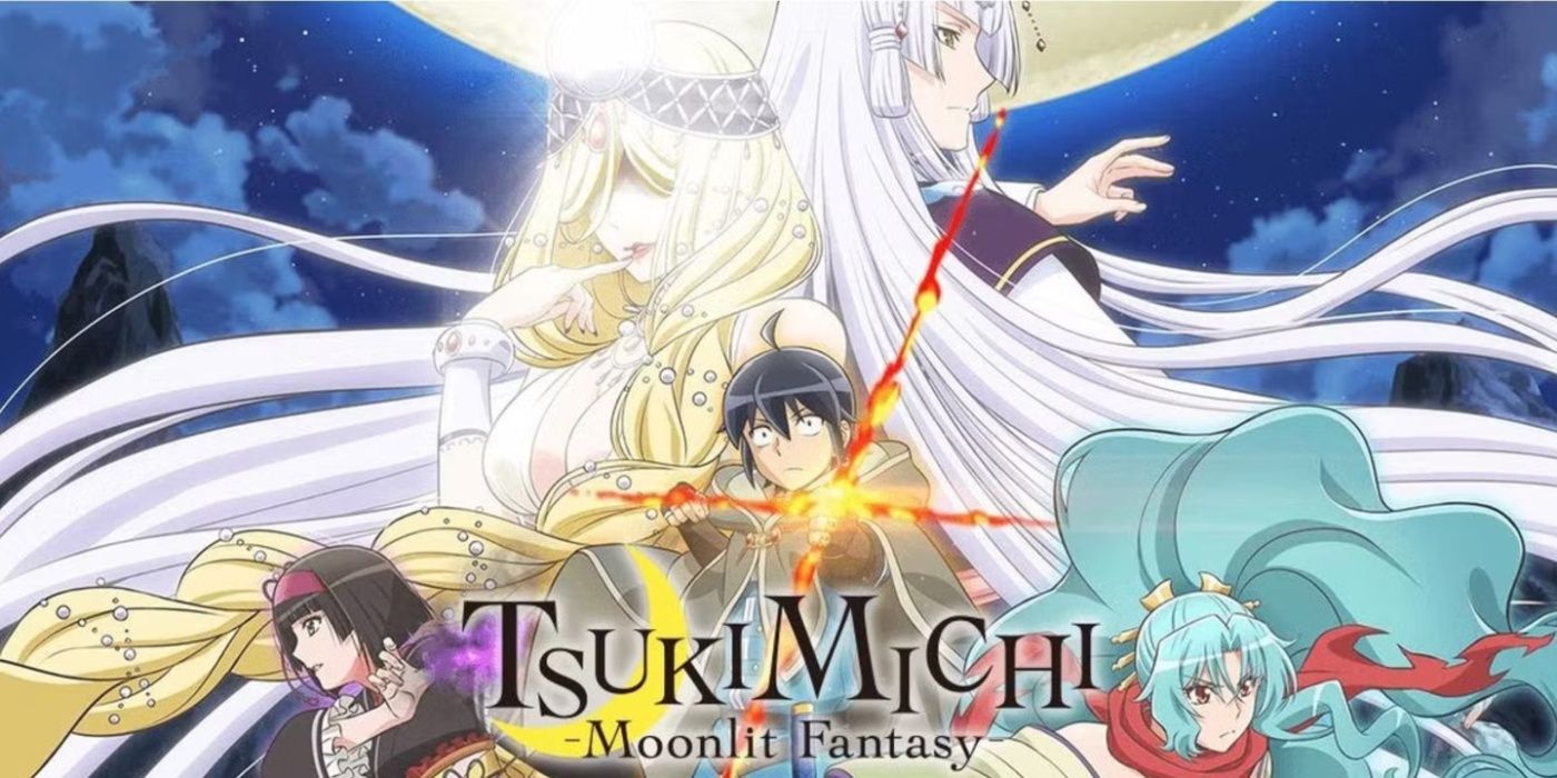 Official promo image for the Tsukimichi: Moonlit Fantasy anime featuring the main characters