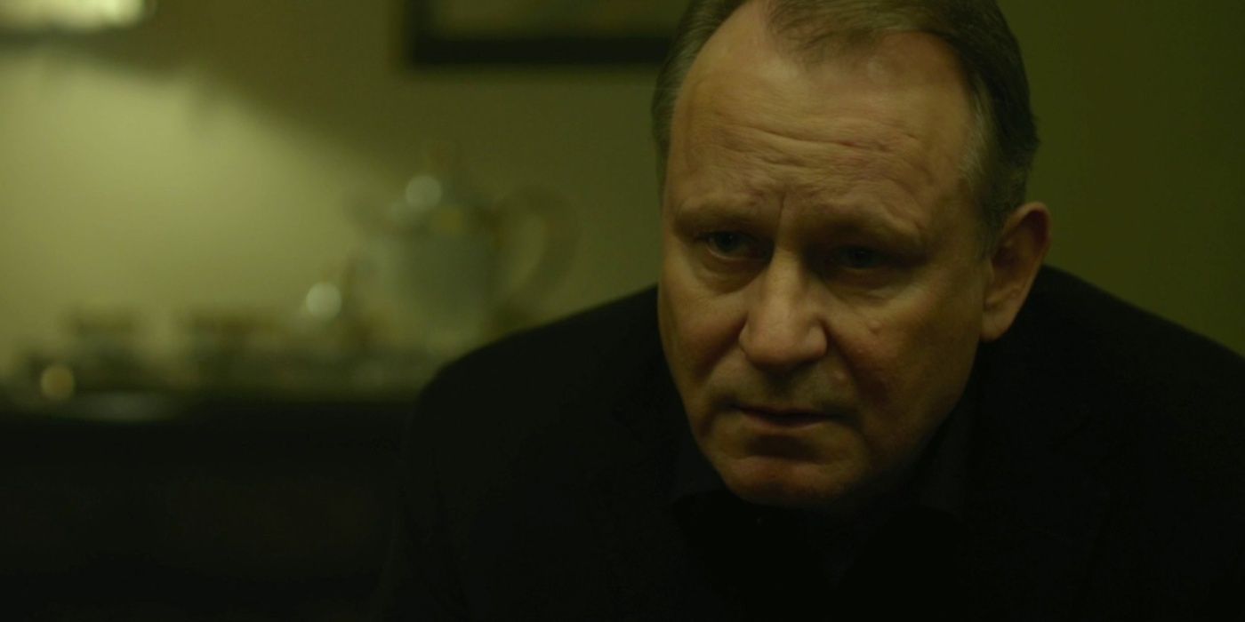 Stellan Skarsgard's Martin Vanger looks serious in The Girl with the Dragon Tattoo