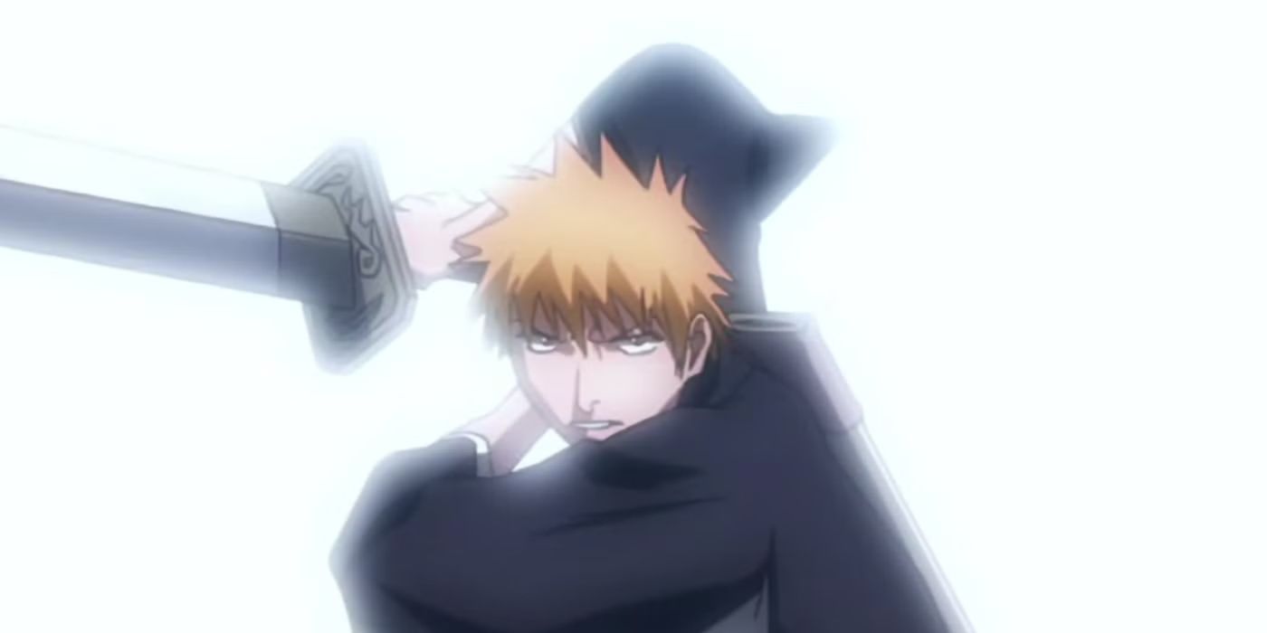 Ichigo levantando sua espada no episódio 1 de Bleach