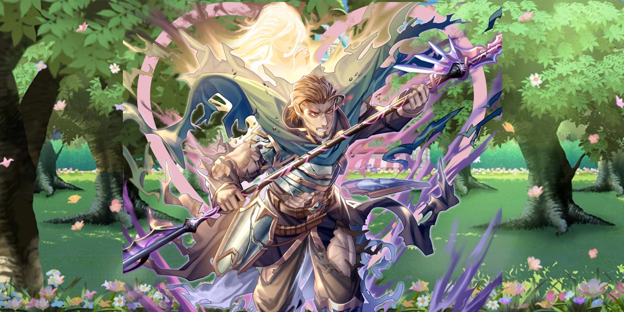 Orson caído de Fire Emblem Heroes com o espírito de Monica