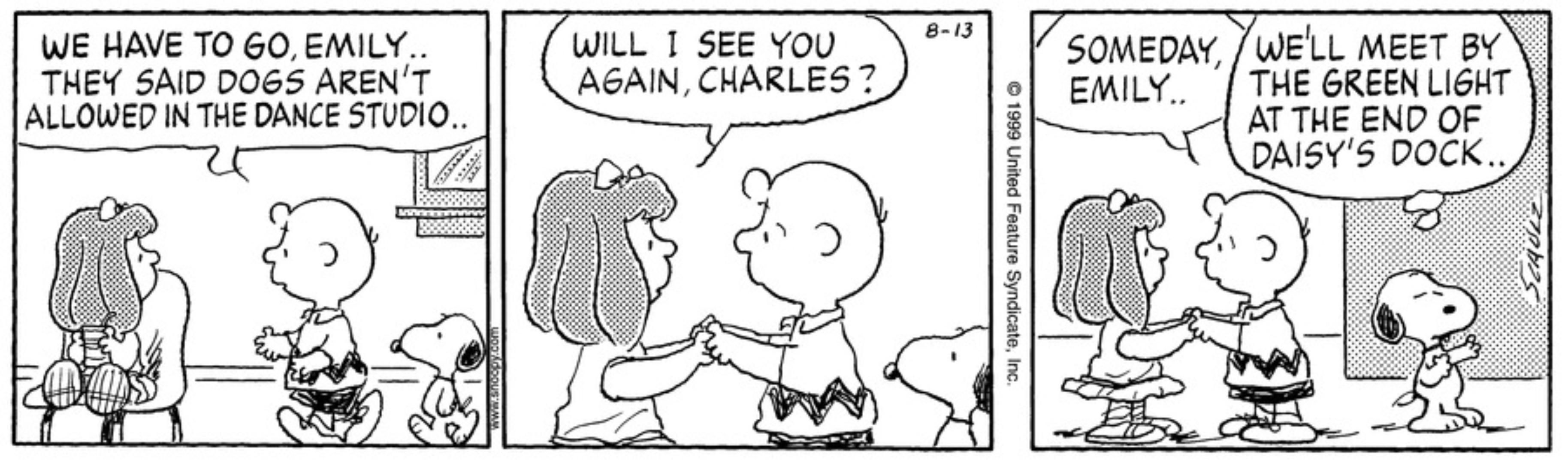 Charlie brown says goodbye to Emily