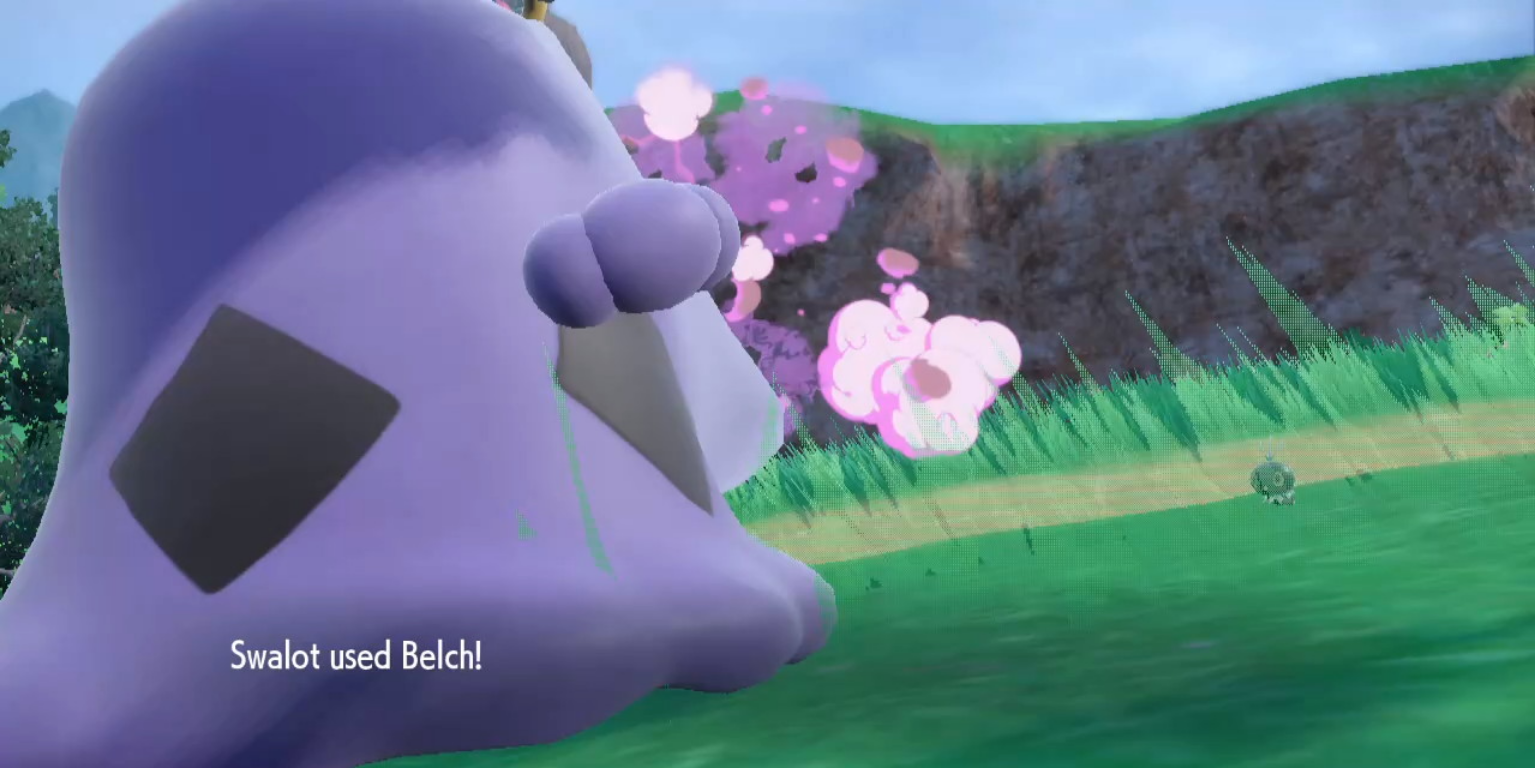 Swalot uses Belch in Pokemon Scarlet & Violet.