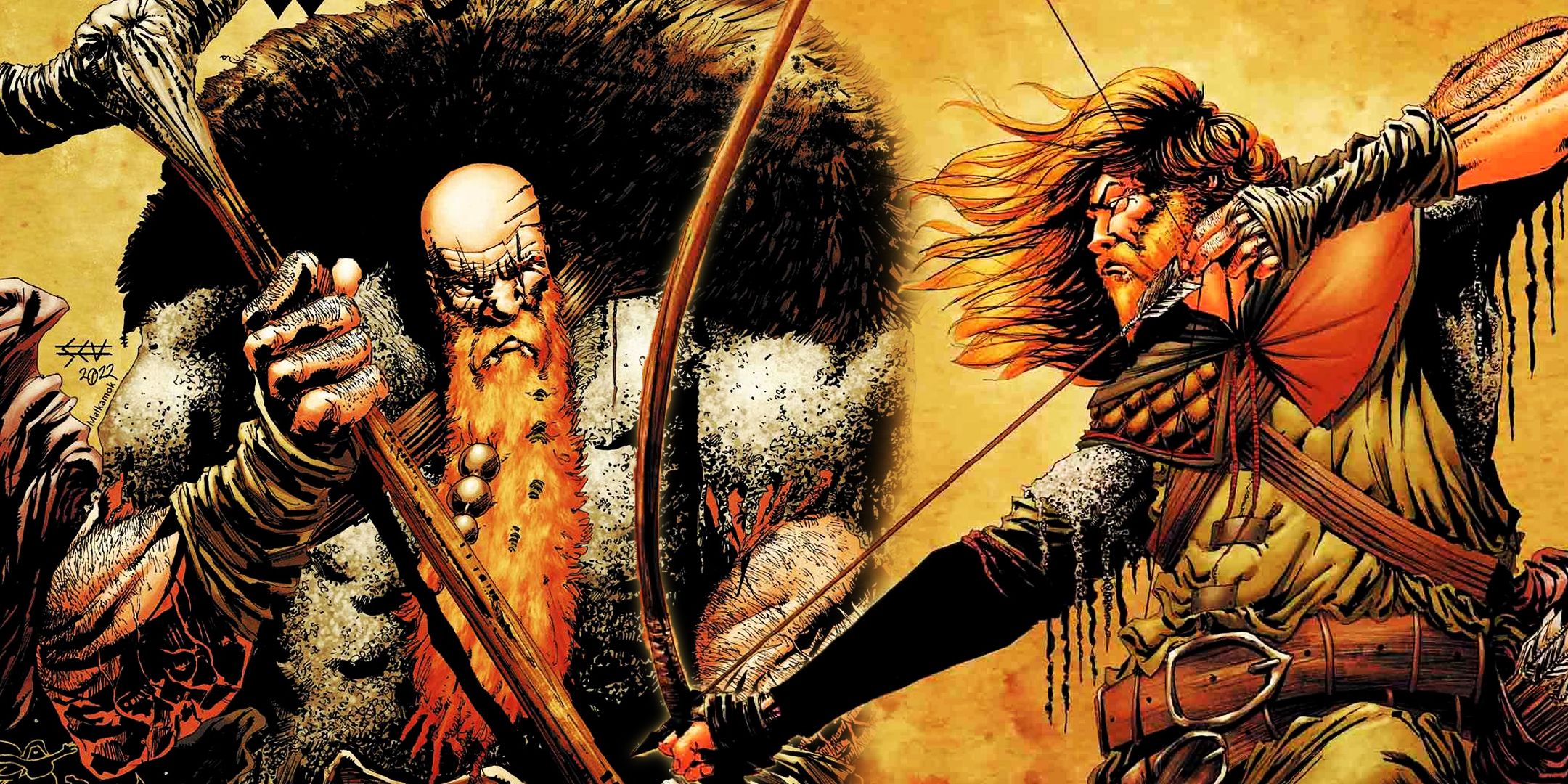 Split image of characters from Mad Cave Studios' Nottingham