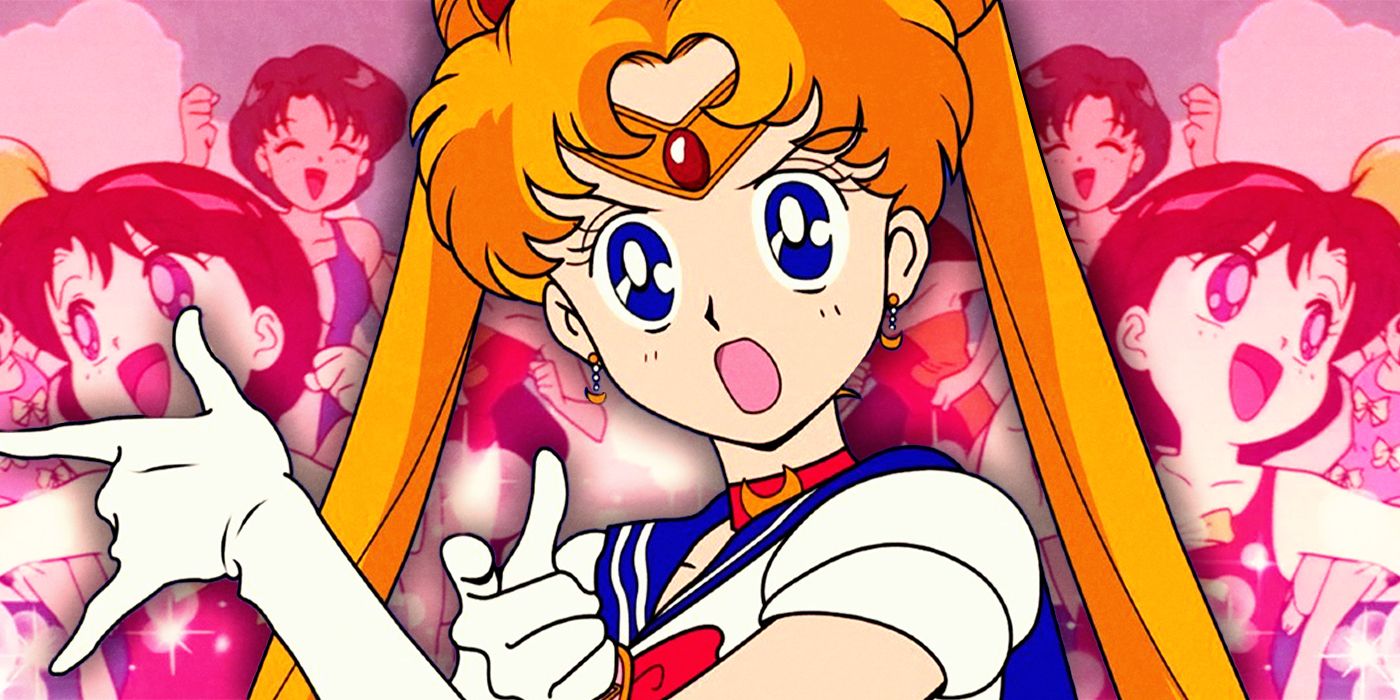 Sailor Moon con imágenes de Usagi y sus amigos en la playa en el fondo