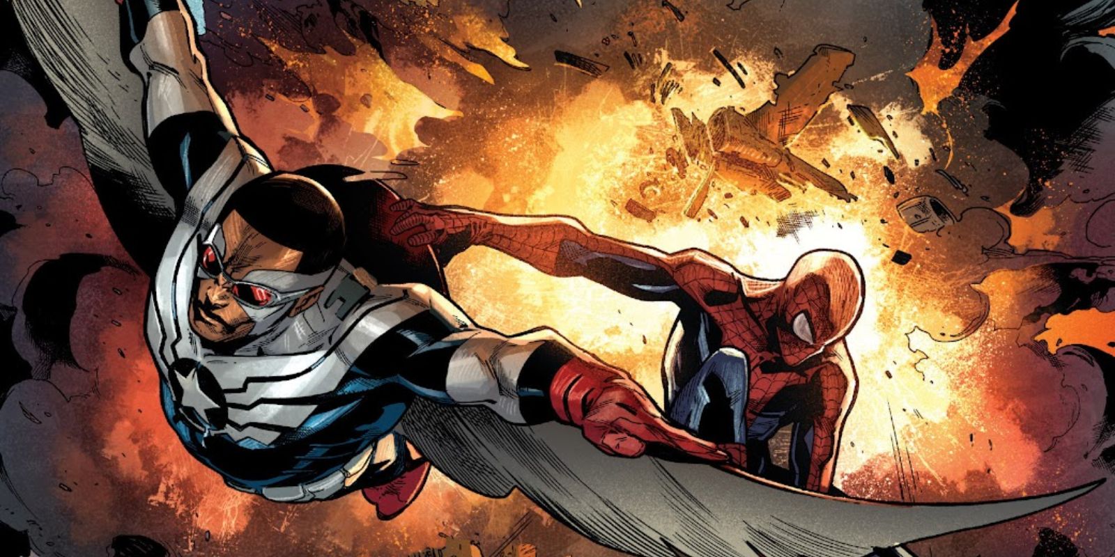 Sam Wilson Saving Spider-Man.