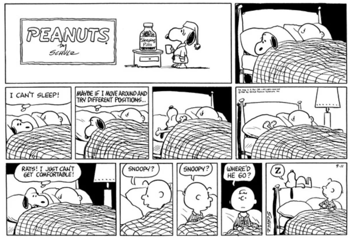 Snoopy Wakes Charlie Brown By Moving in Peanuts