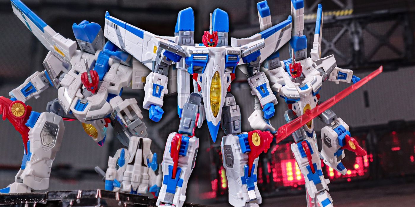 Split images of a third-party Transformers: Universe Ramjet toy. 