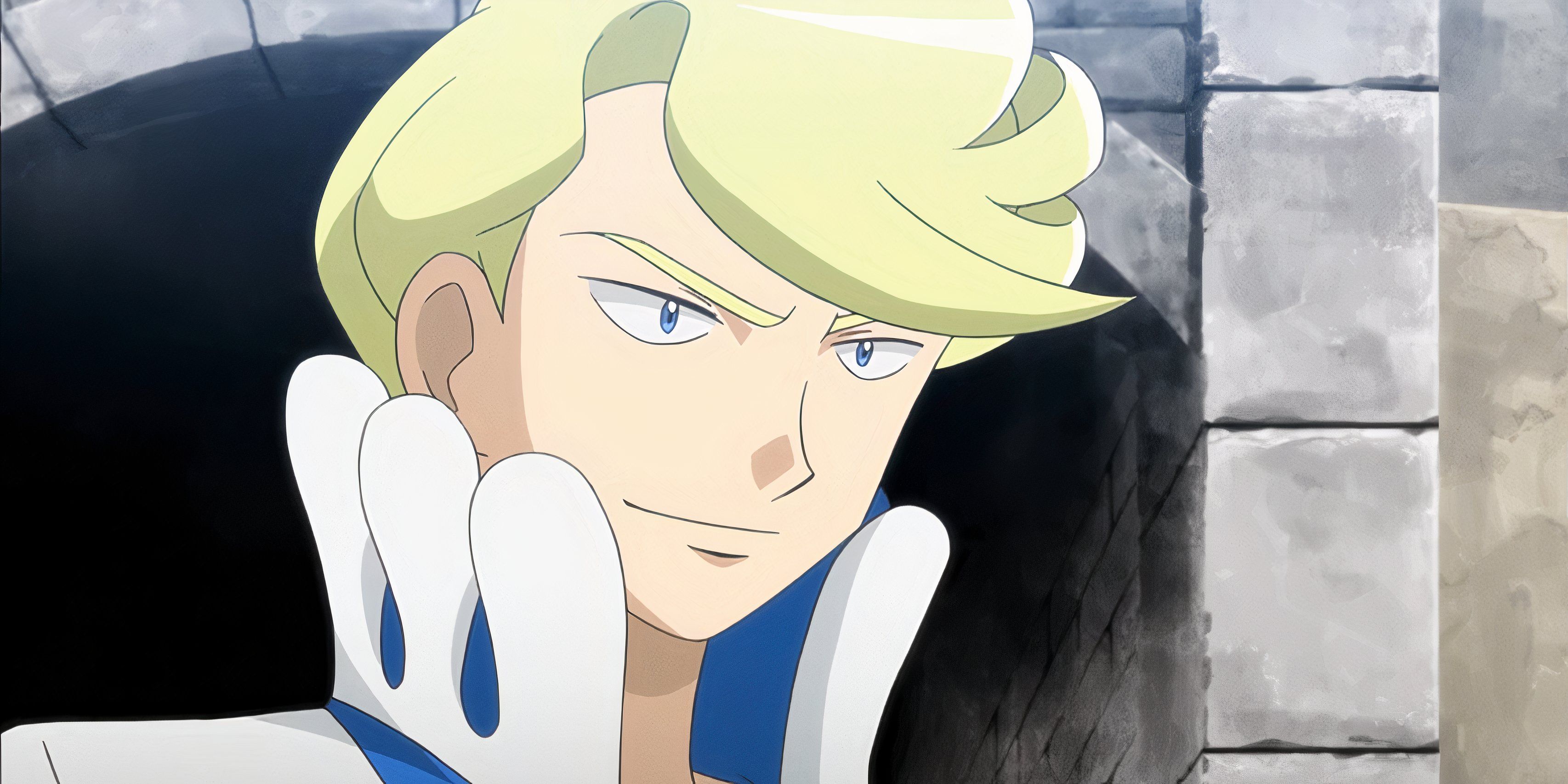 Siebold sonríe con confianza en el anime Pokémon.