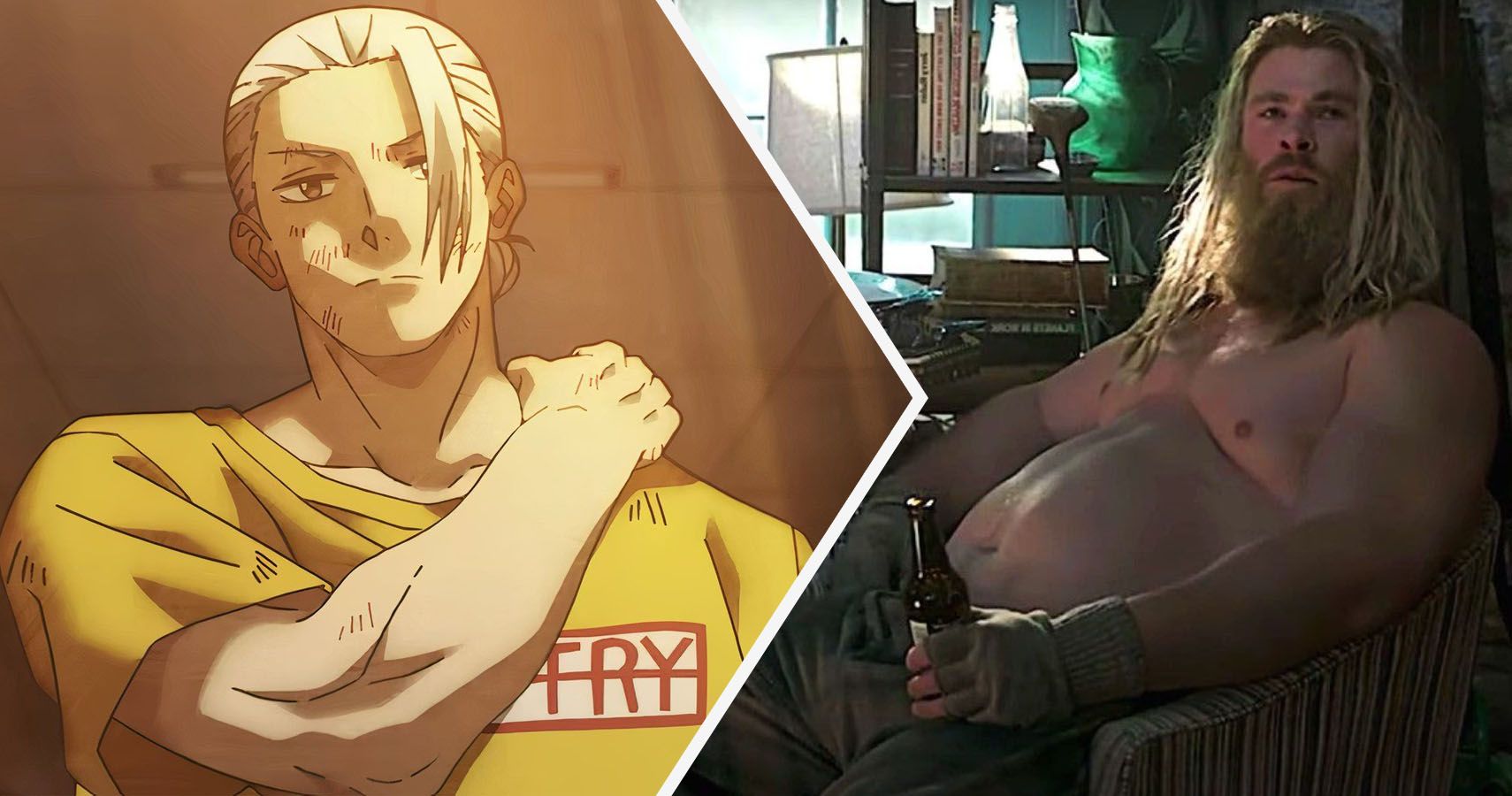 Slim Sakamoto dos dias de Sakamoto, e Thor Fat Thor de Vingadores
