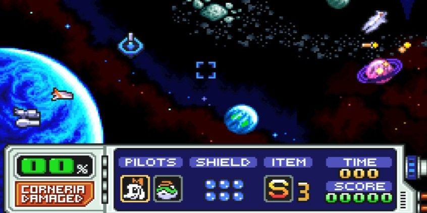 A tela do mapa da Star Fox 2