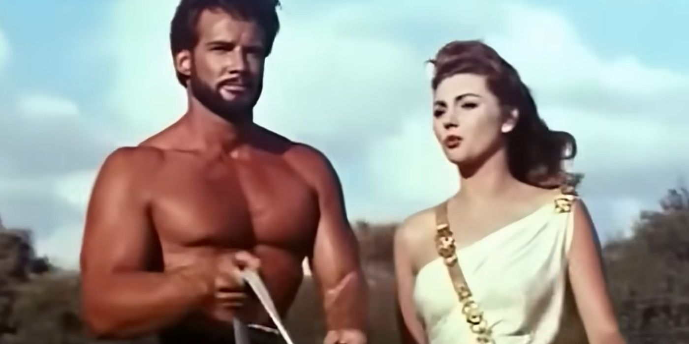 Steve Reeves as Hercules on Chariot