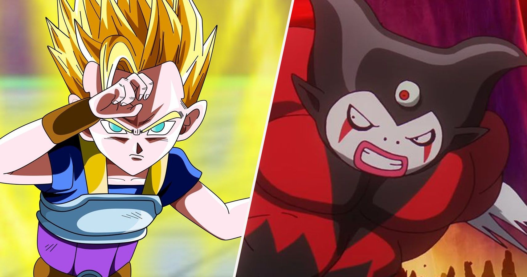 Super Saiyan Cabba and Evil Third eye Gomah