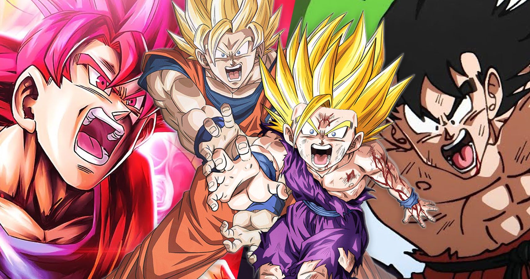 Super Saiyan God Goku, Super Saiyan Goku and Super Saiyan 2 Gohan Father Son Kamehameha, and Goku beating Piccolo in Dragon Ball Super, Dragon Ball Z, and Dragon Ball