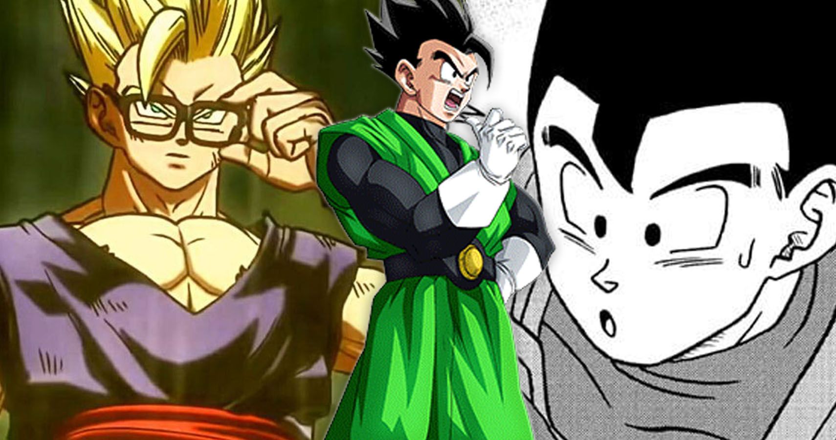 Super Saiyan Gohan with glasses, Ultmate Gohan as Grand Saiyaman and Gohan like Cleangod by Dragon Ball Super