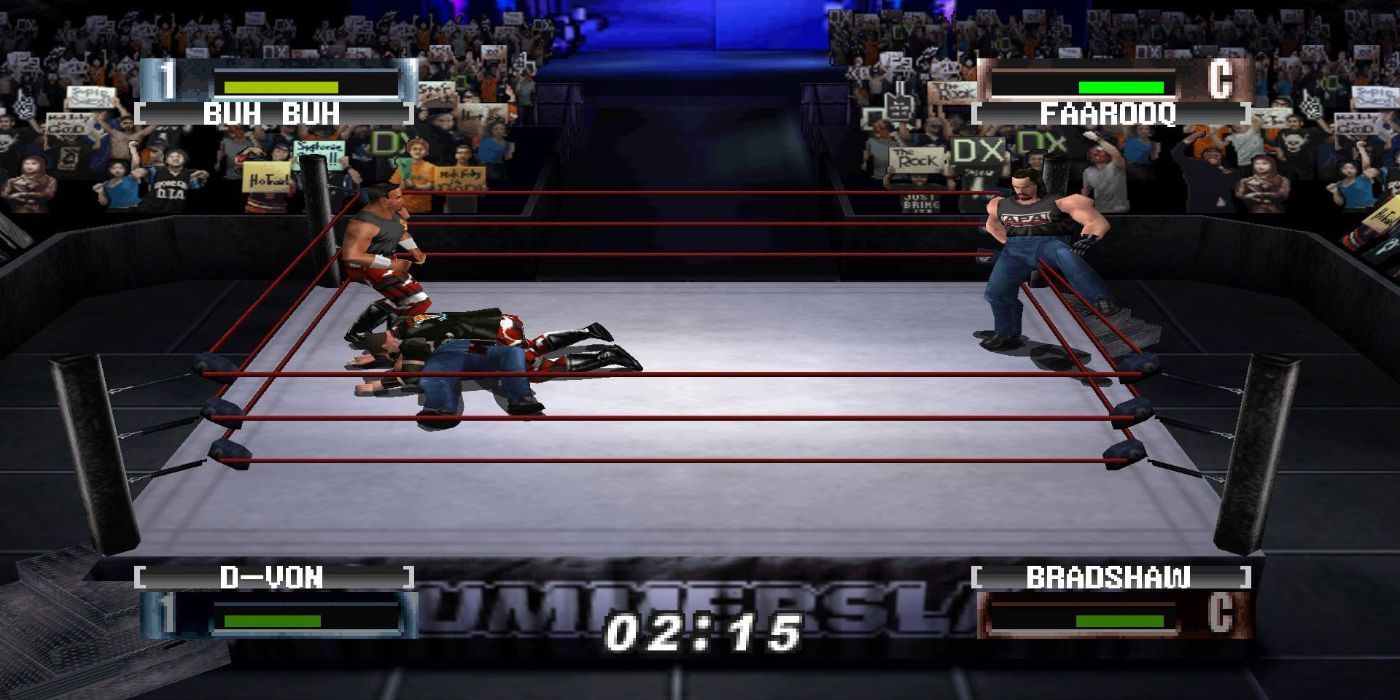 Duley Boyz y APA compiten en un partido de equipo de etiqueta en WWF en Mercy.