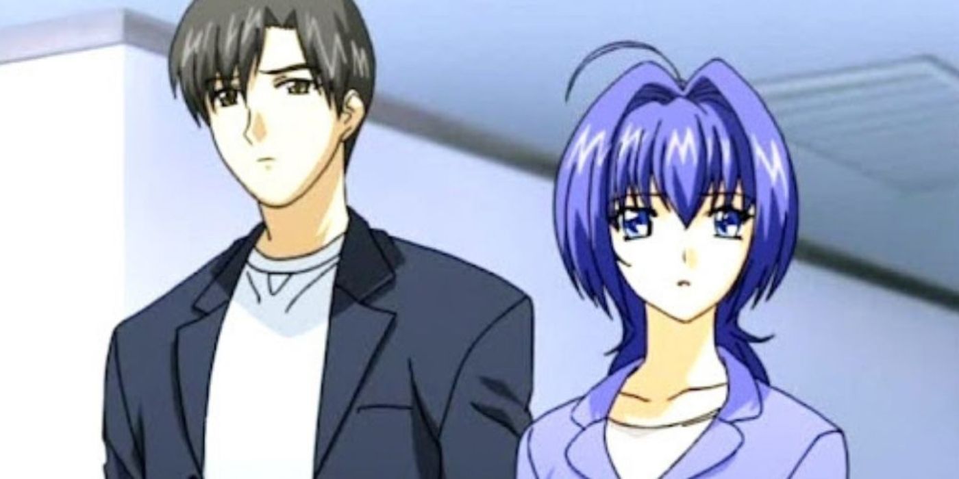 Takayuki y Narumi están mirando hacia otro lado en el anime de los corazones rugidos.