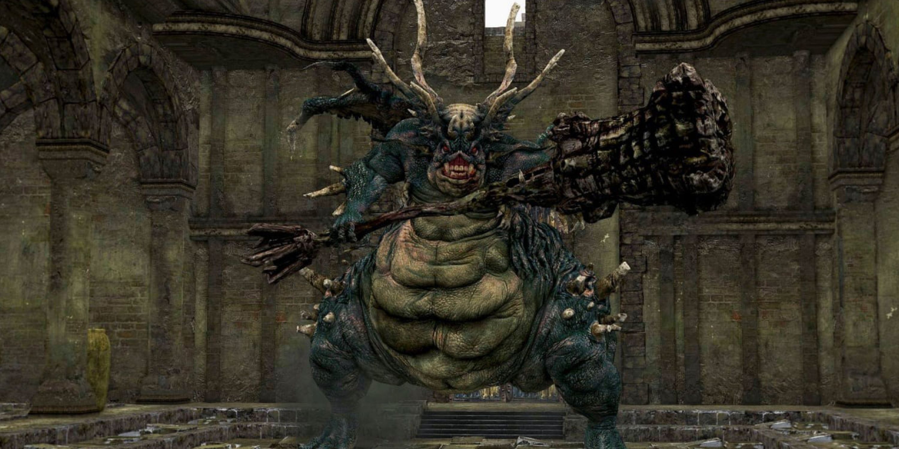 Büyük bir kulüp kullanan Dark Souls'daki İltica Demonu.