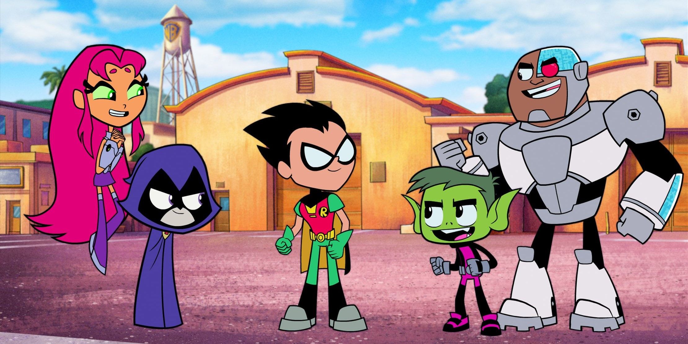 The Teen Titans gather at the movie studio in Teen Titans Go! to the Movies