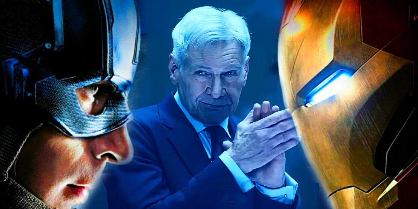 Thaddeus Ross (Harrison Ford) Kaptan Amerika (Chris Evans) ve Iron Man (Robert Downey Jr) arasında Kaptan Amerika: Cesur Yeni Dünya