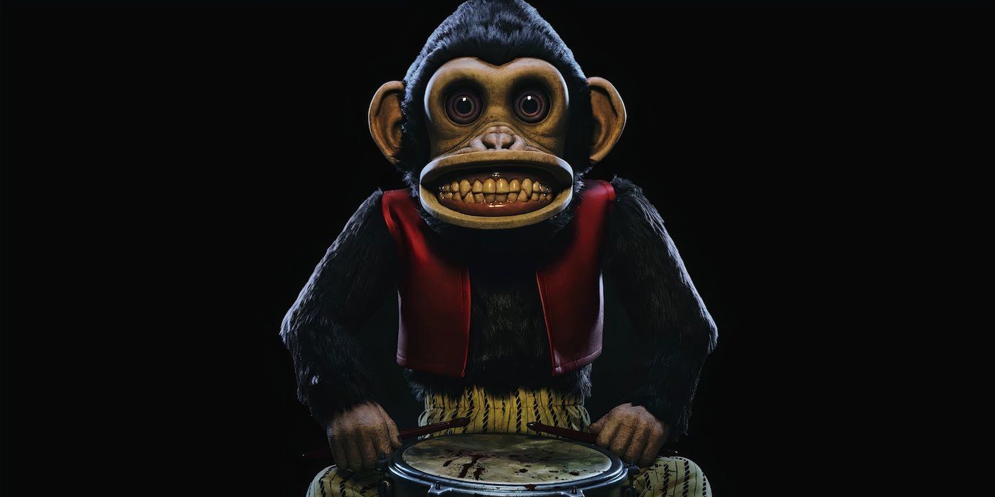 O macaco se prepara para bater na bateria para trazer a morte para os outros no macaco.