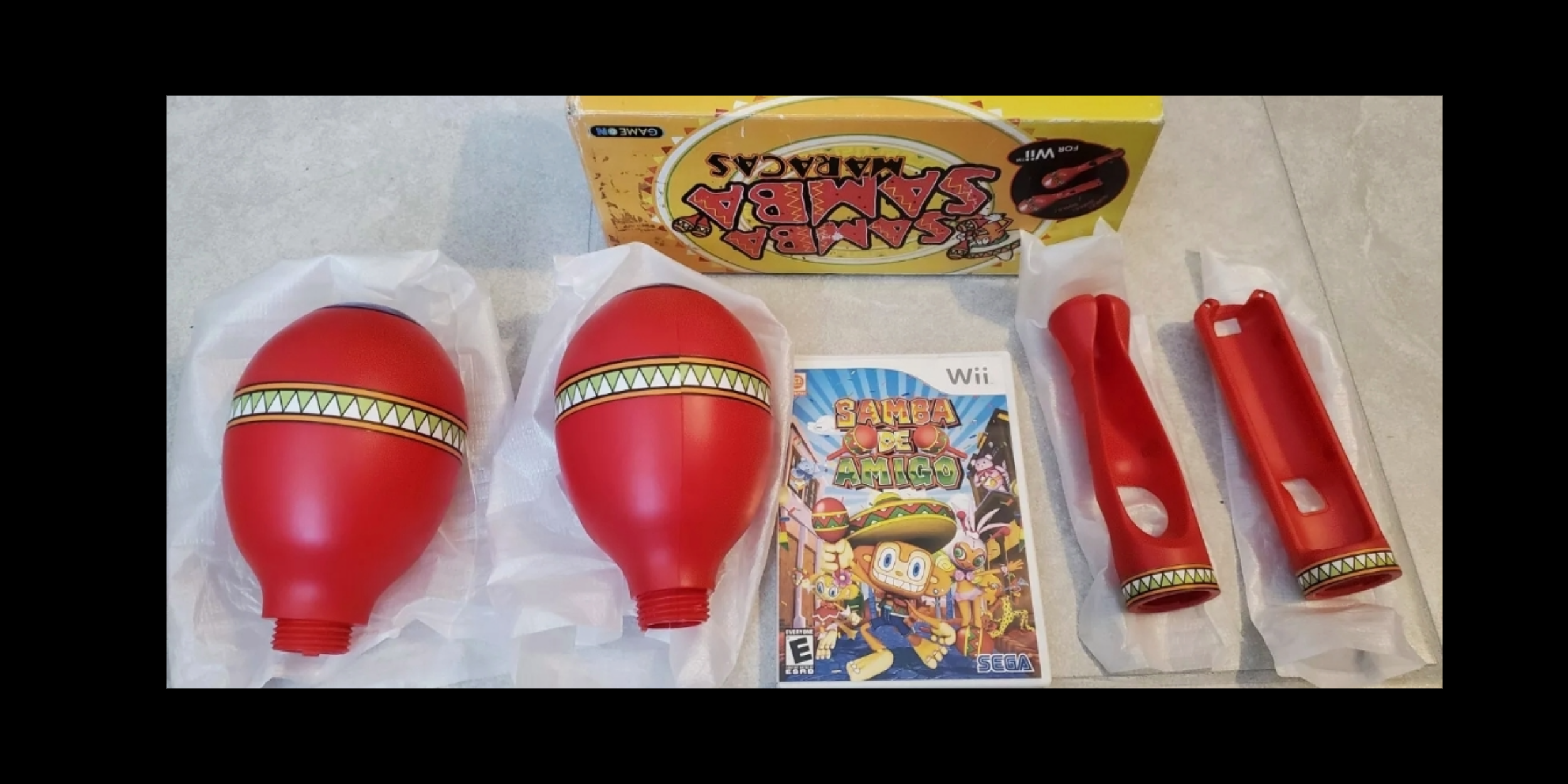 The Samba De Amigo Wii Game and the associated Maracas controllers