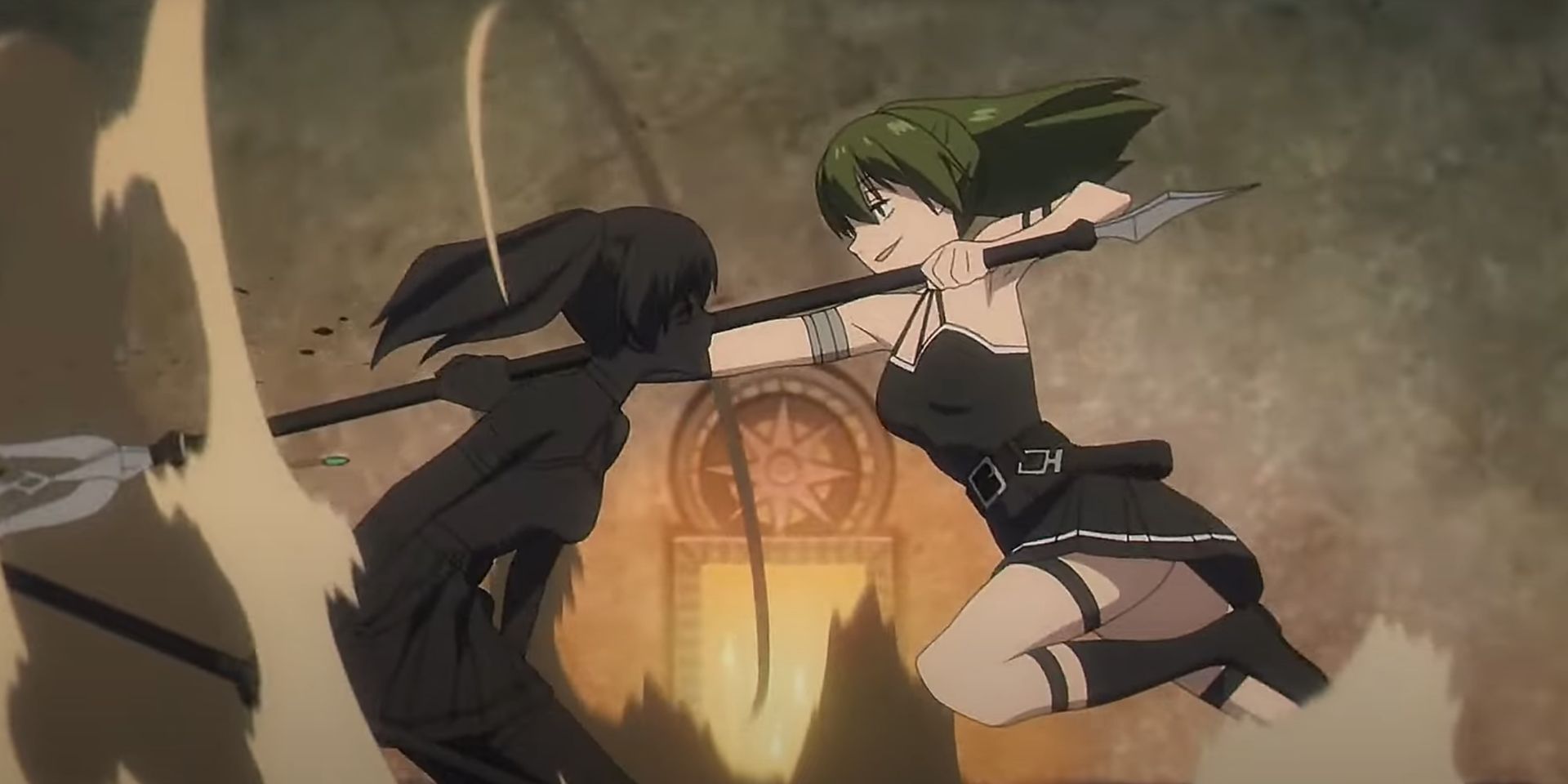 Ubel fights her clone with her spear in Frieren.