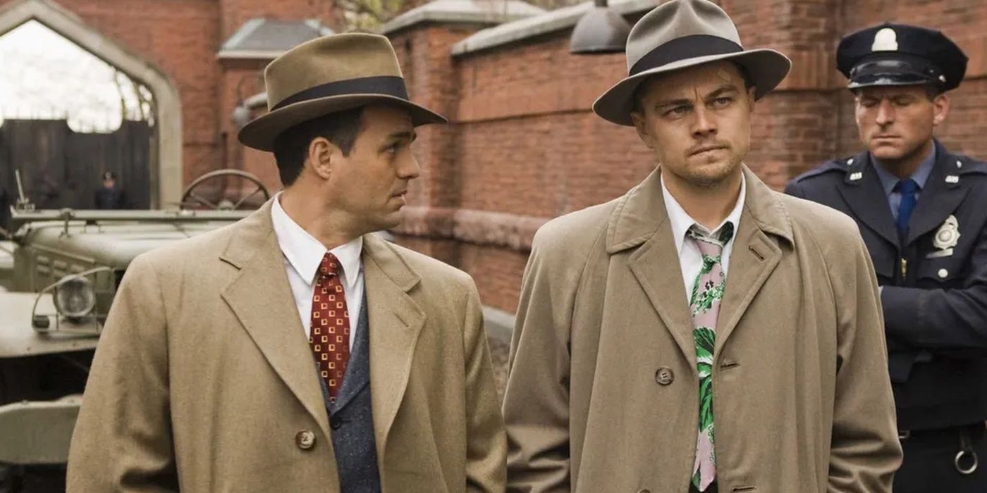 Mark Ruffalo as Chuck Aule and Leonardo DiCaprio as Teddy Daniels in Shutter Island