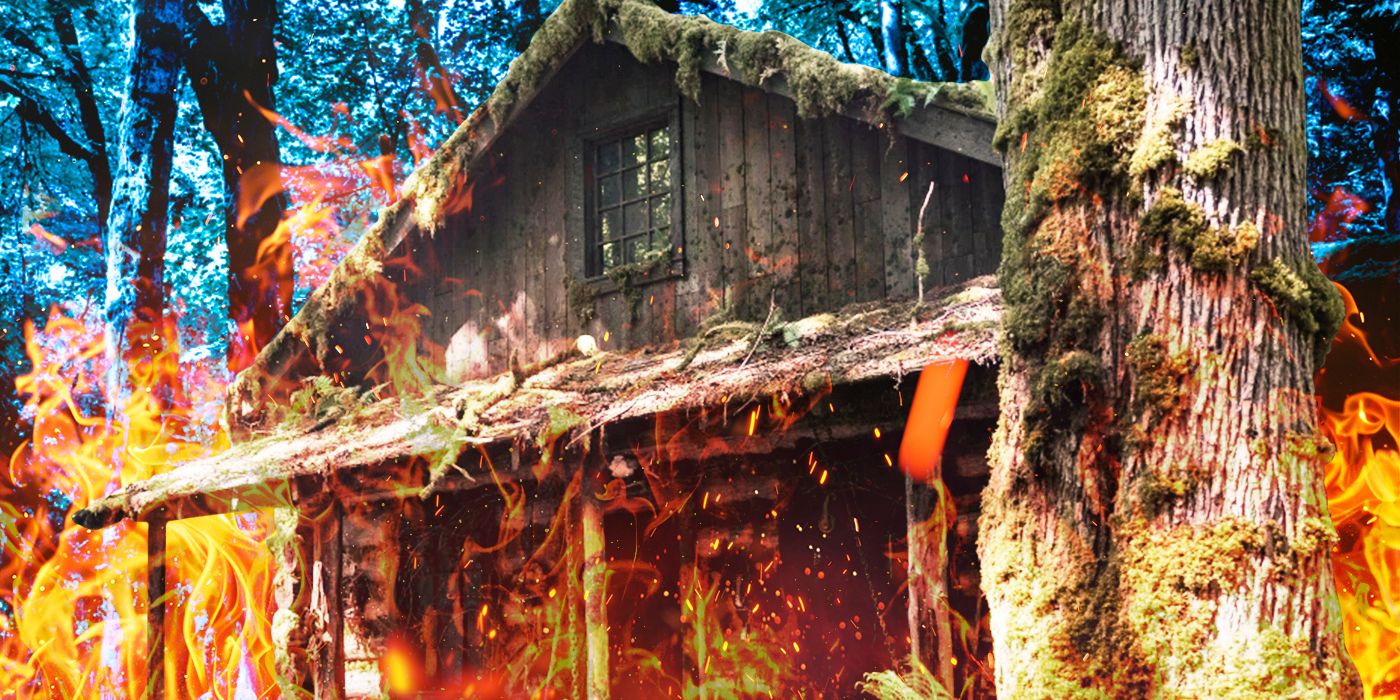 Yellowjackets' Cabin on fire