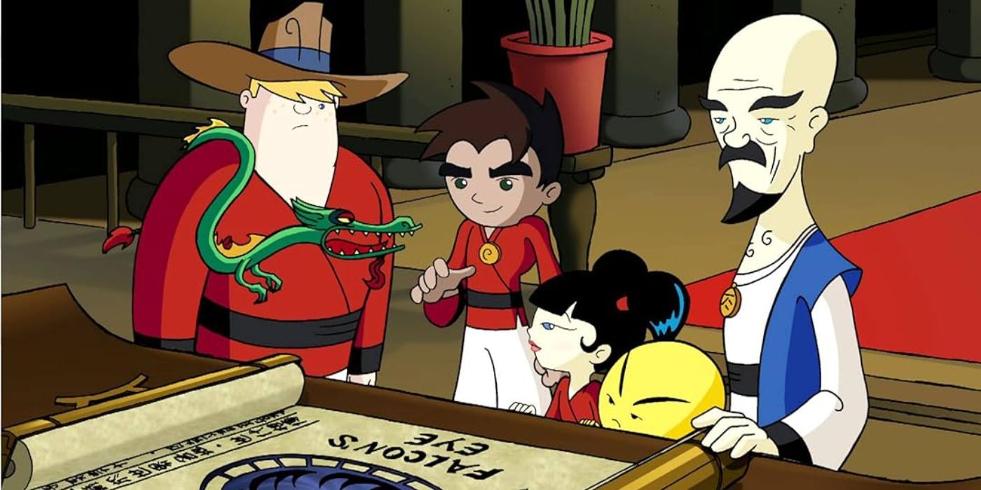 Omi, Kimiko, Raimundo, Clay, Dojo Kanojo Cho ve Xiaolin Showdown'dan Master Fung