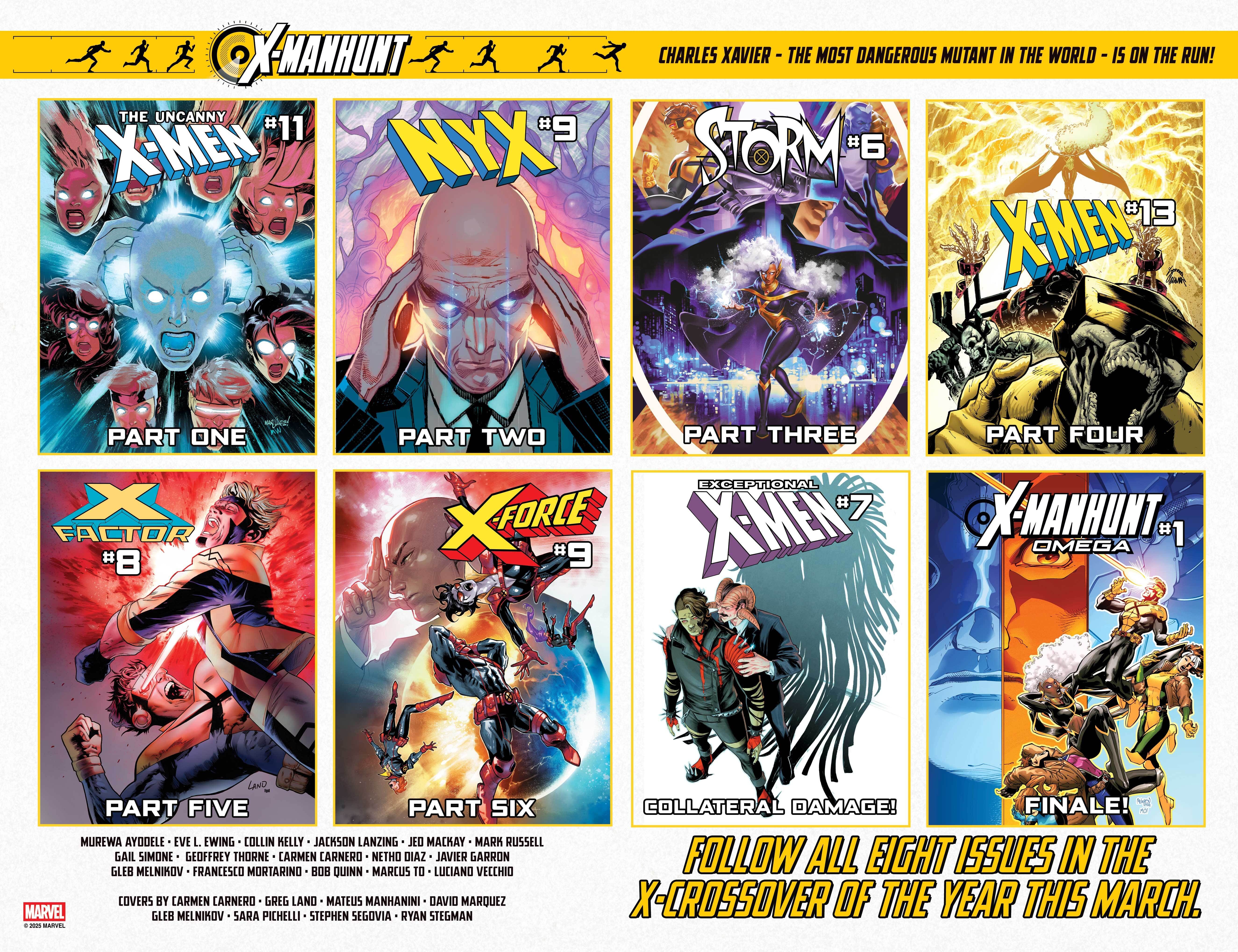 Capas para o evento X-Manhunt da Marvel