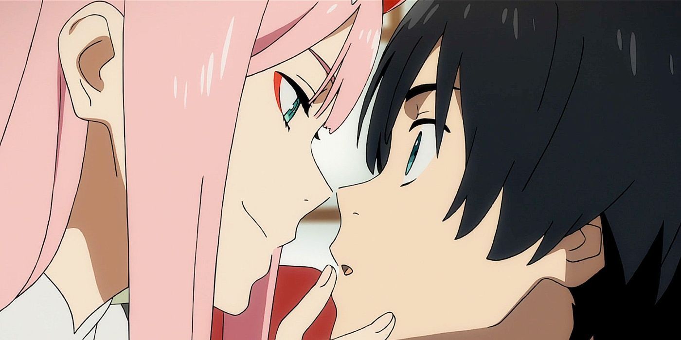 Hiro, Franxx'taki Darling'de onu öpmek için sıfır iki eğildiği için şaşırmış görünüyor.