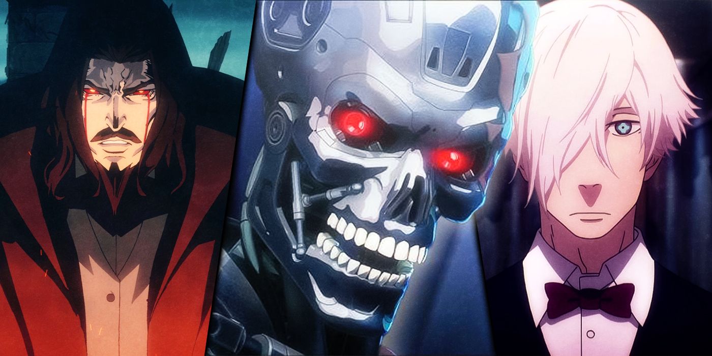 Dracula from Castlevania, Decim from Death Parade, and a T-800 from Terminator Zero