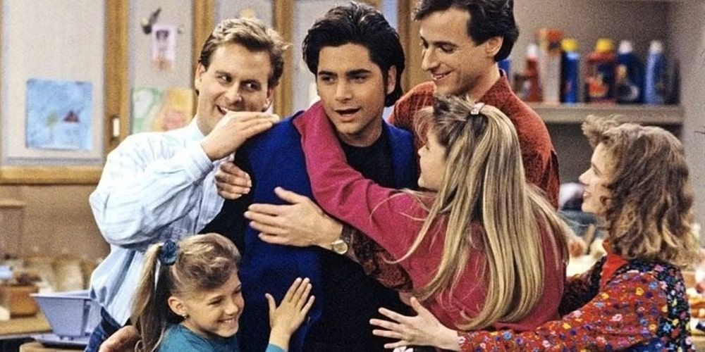 A group hug scene featured in Full House