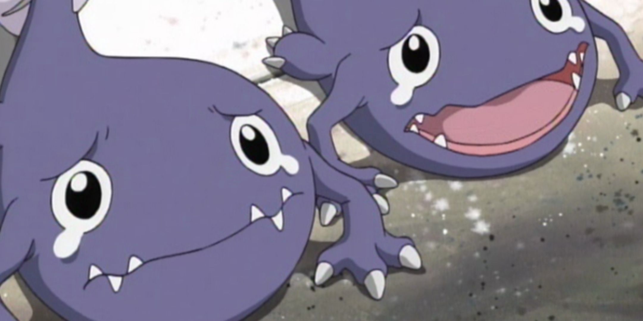 A Pair of Otamamon crying as they plead with someone off camera in Digimon Adventures