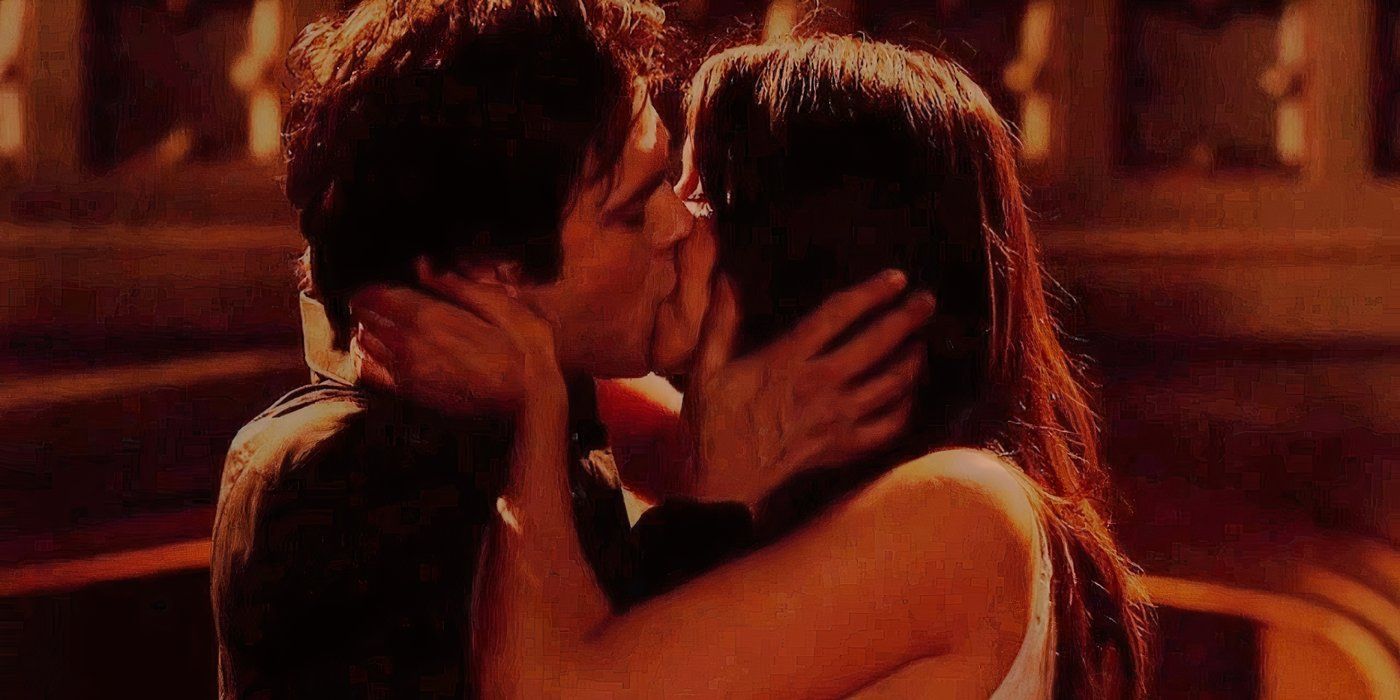 Damon and Elena kiss "Graduation" Vampire newspapers