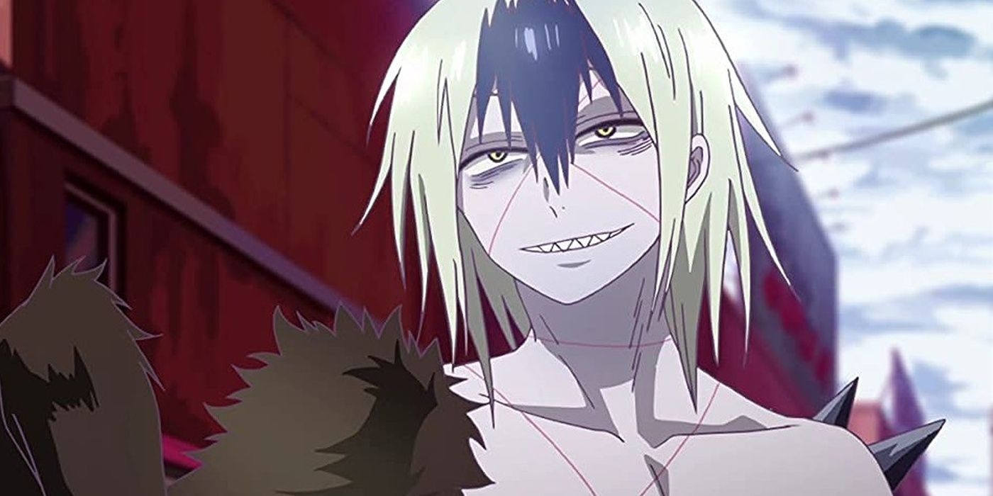 Akim Parpadon makes a fanged smile and has a furry right arm.