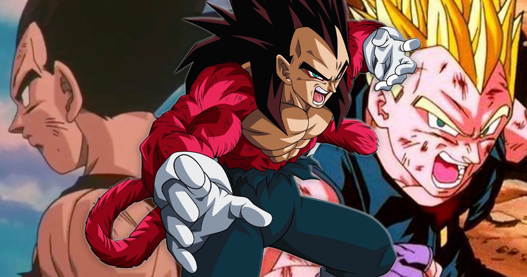 Base Vegeta, Super Saiyan 4 Vegeta e Super Saiyan 1 Vegeta de Dragon Ball GT