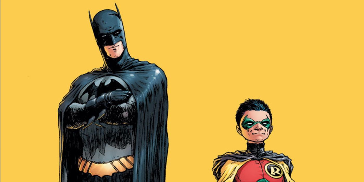 Batman and Robin #1 cover showing Dick Grayson as Batman and Damian Wayne as Robin.