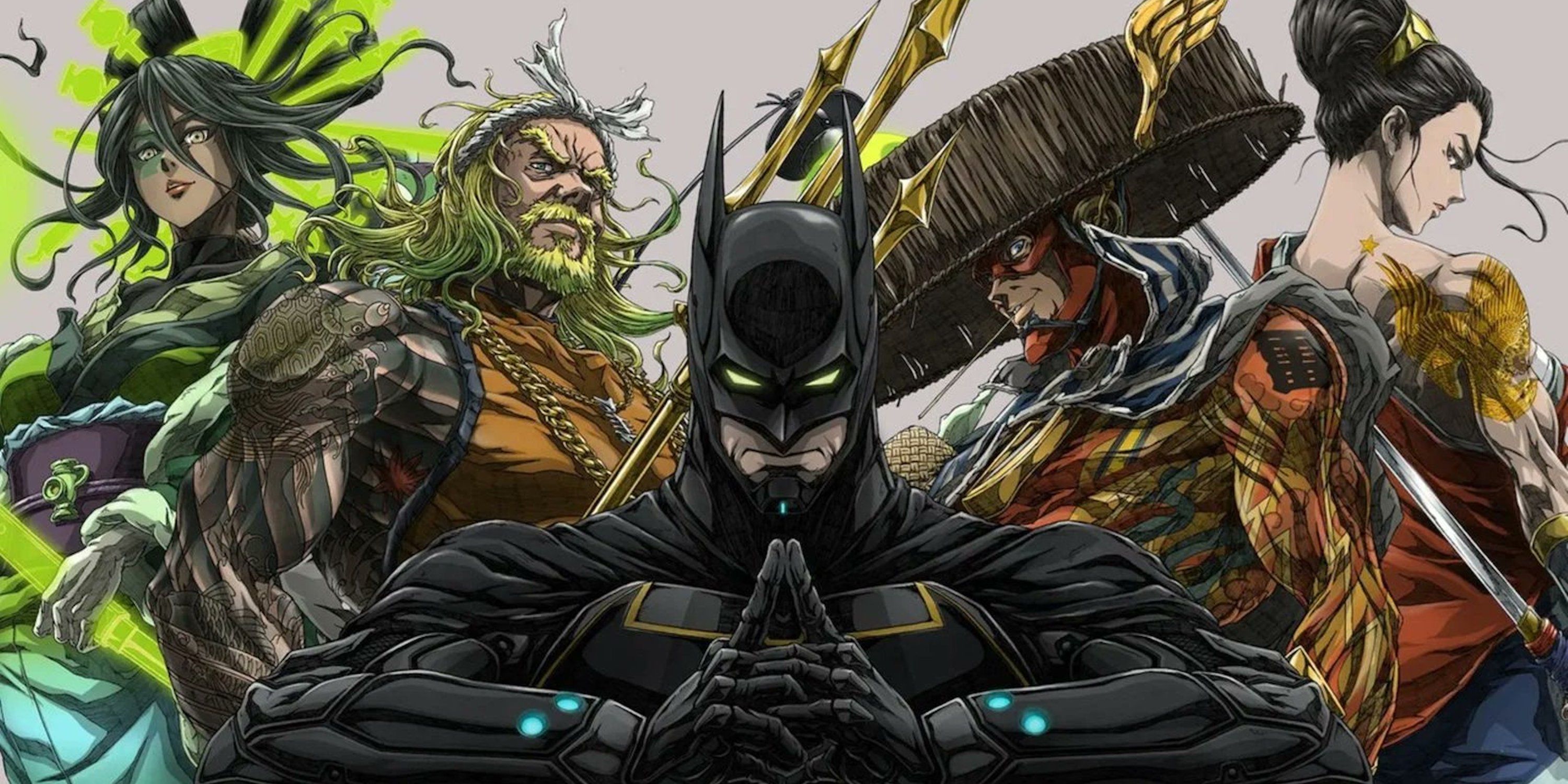 Batman works with justice League in Batman Ninja against Justice League anime