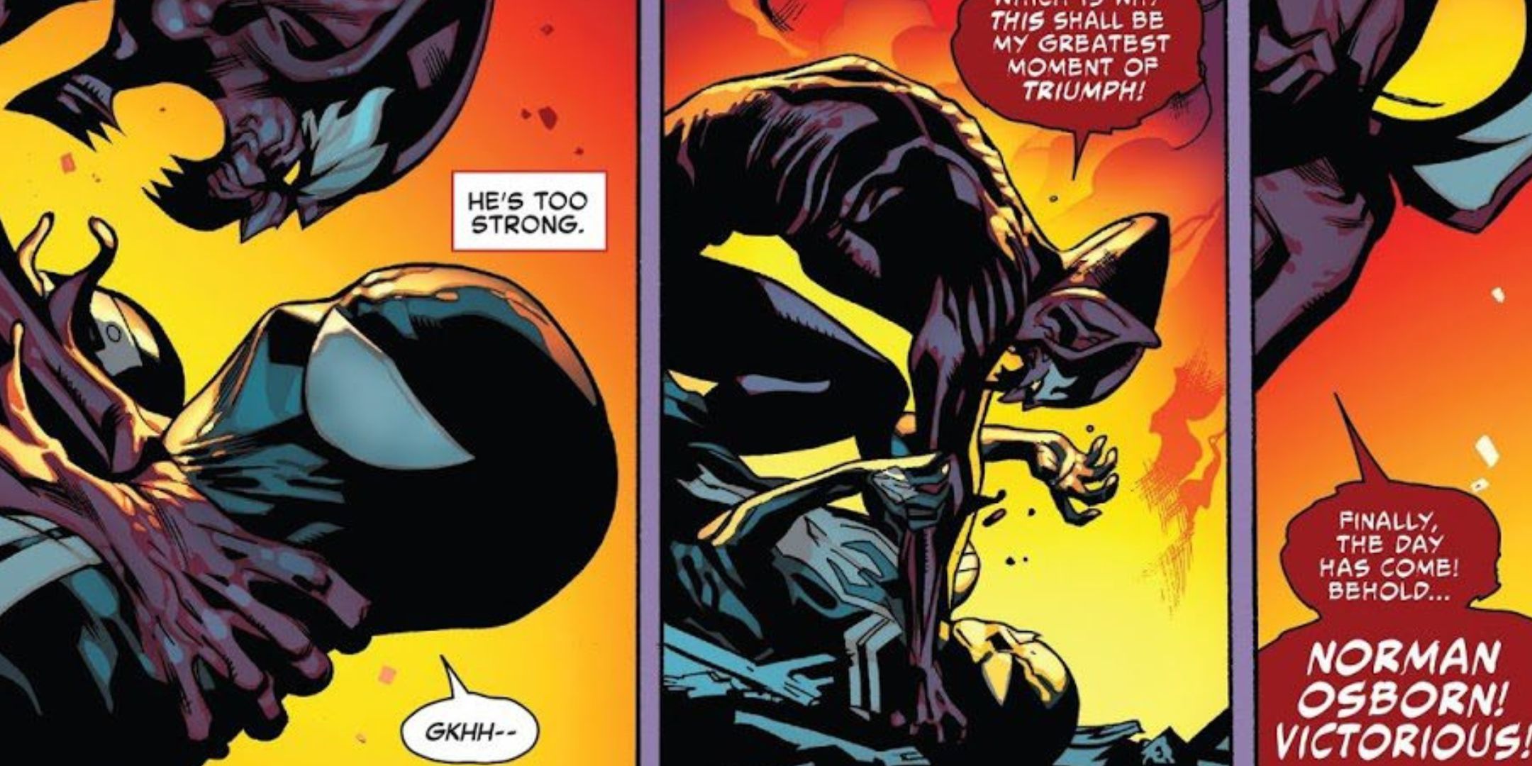 Red Goblin vs. Symbiote Spider-Man in Go Down Swinging